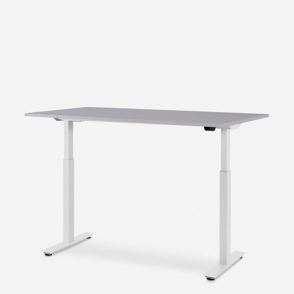 140 x 80 cm WRK21® SMART - Grau Uni / Weiss elektrisch höhenverstellbarer Schreibtisch