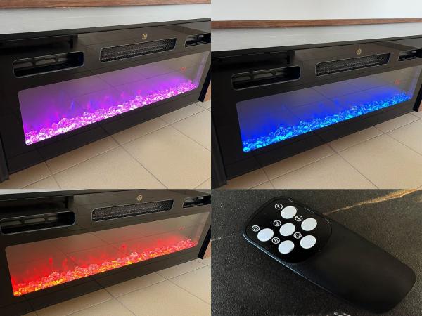 Compleo TV-Schrank zweitürig mit Elektrische Kamin COMO, Realistische LED-Flamme Modern Wohnzimmer Bild 3