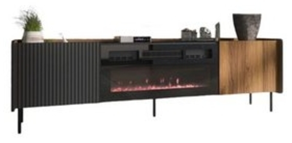 Compleo TV-Schrank zweitürig mit Elektrische Kamin COMO, Realistische LED-Flamme Modern Wohnzimmer Bild 6