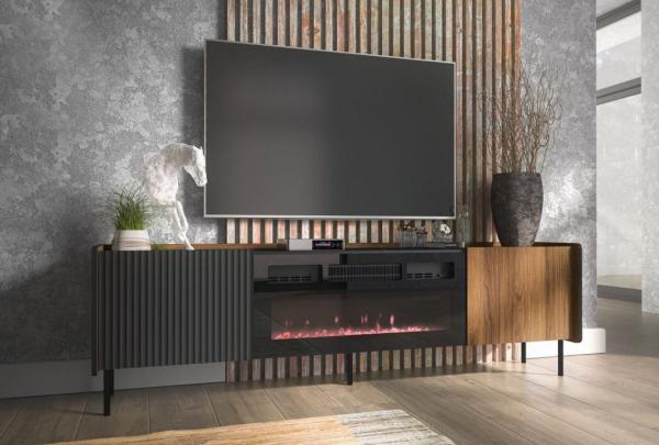 Compleo TV-Schrank zweitürig mit Elektrische Kamin COMO, Realistische LED-Flamme Modern Wohnzimmer Bild 5