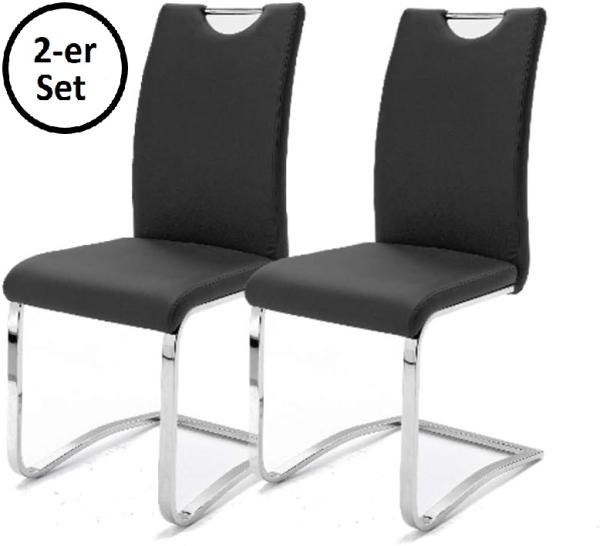 Freischwinger >YANIELLE / KÖLN< 2er-Set in Schwarz - 43x100x57cm (BxHxT)