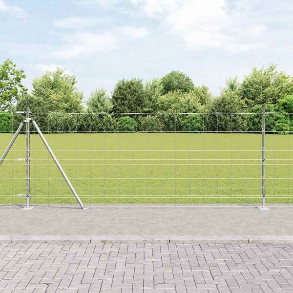 vidaXL Geschweißter Drahtzaun mit Betonfundament 50 x 1 m Silber Netz 3351532