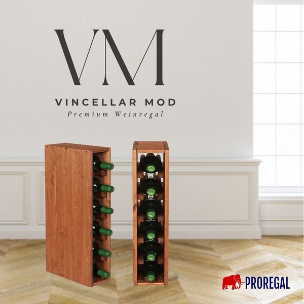 PROREGAL® Weinregal VINCELLAR MOD Flaschenregal Modulares System Massivholz, Weinständer Massivholz Stapelbar Weinschrank Küche Vorratsraum Keller