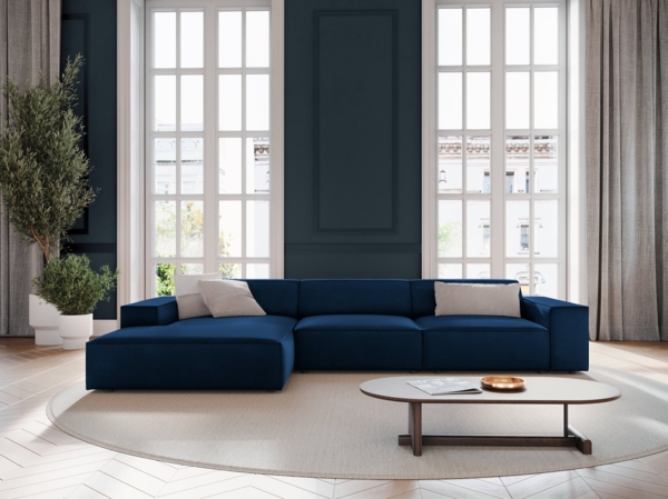 Micadoni Ecksofa Jodie 4-Sitzer Links Samt Bluvel Königsblau Bild 6