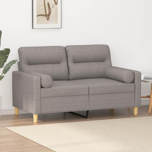 vidaXL 2-Sitzer-Sofa mit Zierkissen Taupe 120 cm Stoff 3200820