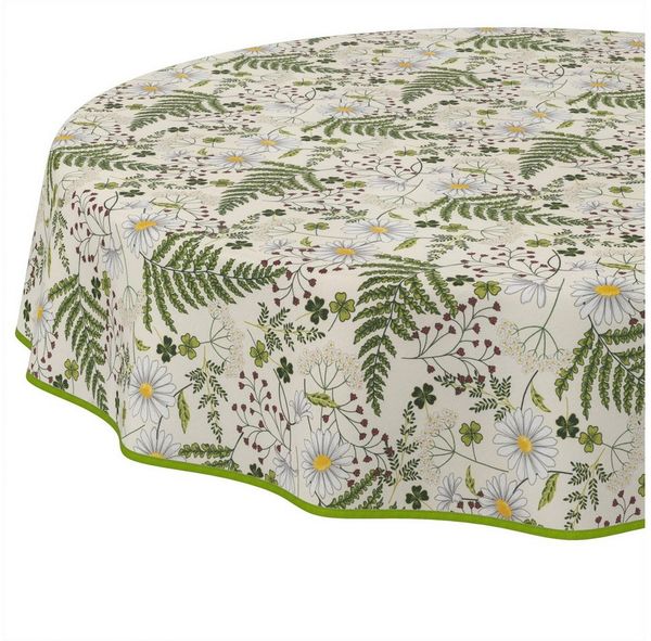 ANRO Tischdecke abwaschbar Tischtuch Baumwolle Polyester wasserabweisend (Einzelstück 1-tlg), Schmutzabweisend Garten Grün Rund 100cm