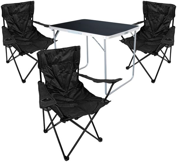4-tlg Camping Set Gartenmöbel Campingtisch 3 Campingstuhl Klappstuhl