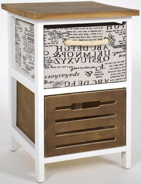 Kobolo Kommode Holzregal Regal mit 2 Schubfächern 45 cm