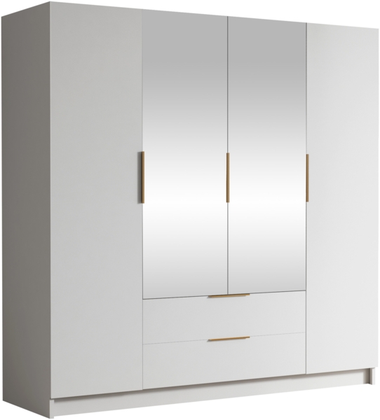 Kleiderschrank Sozor II (Farbe: Weiß / Weiß + Gold)