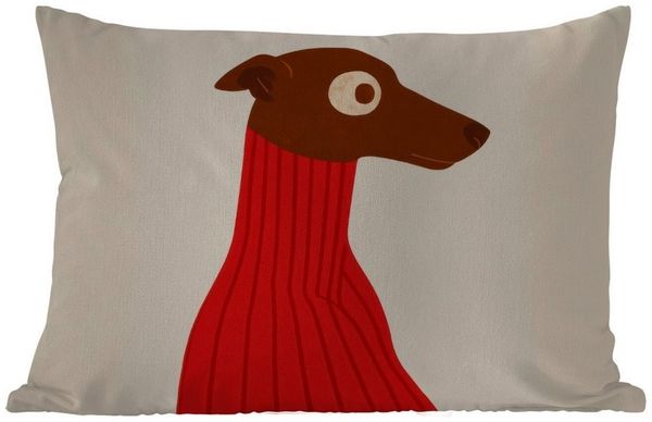 MuchoWow Dekokissen Silhouette - Hund - Pullover - Rot, Kissenbezüge, Kissenhülle, Kissen, Outdoor, 40x40 cm