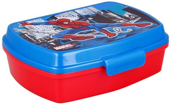 MARVEL Lunchbox Spiderman 4 teiliges Set - Brotdose Trinkflasche Besteck, (4-tlg)