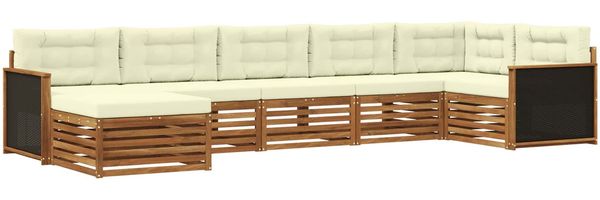 vidaXL Outdoor-Sofagarnitur mit Kissen 7 pcs Natur und Creme 3383613 Bild 2