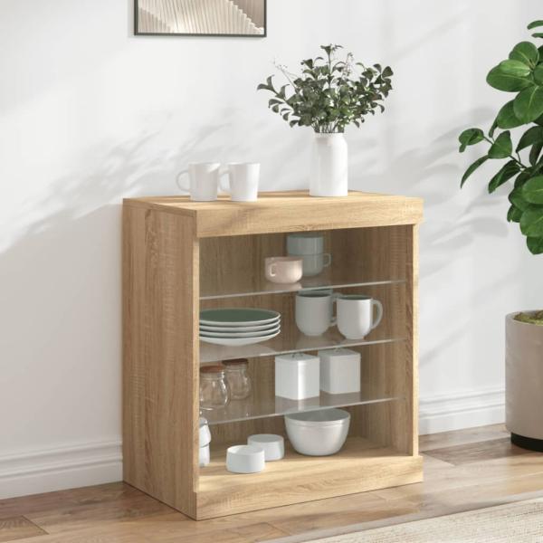 vidaXL Sideboard mit LED-Leuchten Sonoma-Eiche 60,5x37x67 cm 836695