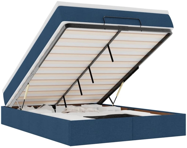 vidaXL Ottoman-Bett mit Matratze Blau 140x200 cm Stoff 3311119