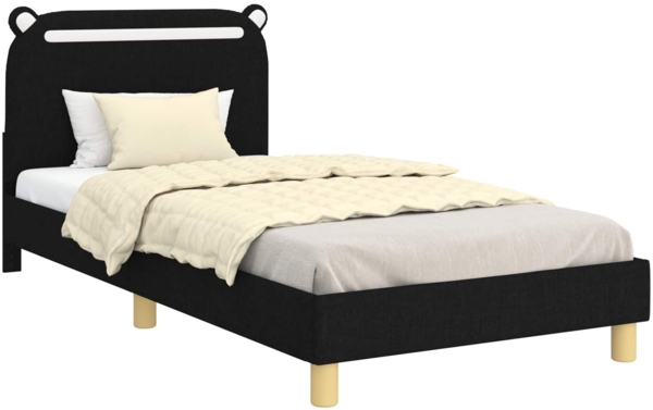 vidaXL Kinderbettgestell mit Kopfteil Schwarz 90x200 cm Stoff 42011226