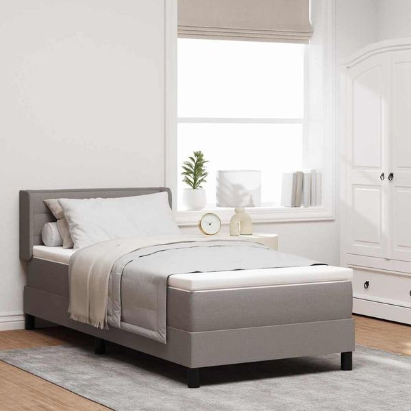 vidaXL Boxspringbett mit Kopfteil Taupe 190 x 90 cm Stoff 3341017