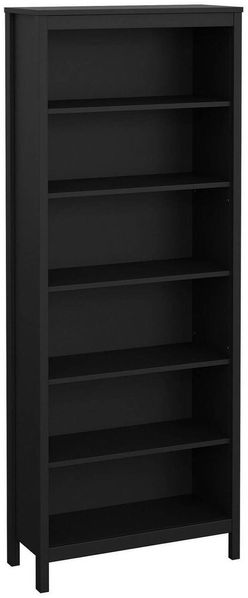 Dmora Bücherregal Sinlaku, Büroregal, Mobiler Buchhalter, Bücherbrett, 78x33 h199 cm, Schwarz