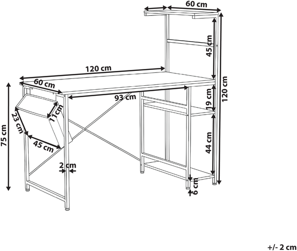 Schreibtisch ARAMINGO Weiß 120 cm 60 cm mit Stauraum Bild 2
