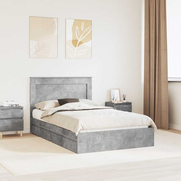 vidaXL Aufbewahrungsbett Beton Grau 135 x 190 cm Holzwerkstoff 3410251