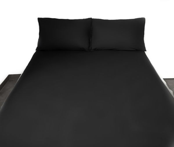 Einfarbige Bettwäschen-Sets für Einzel- und Doppelbetten, 100% Baumwolle Schwarz 200x200 cm Bild 3