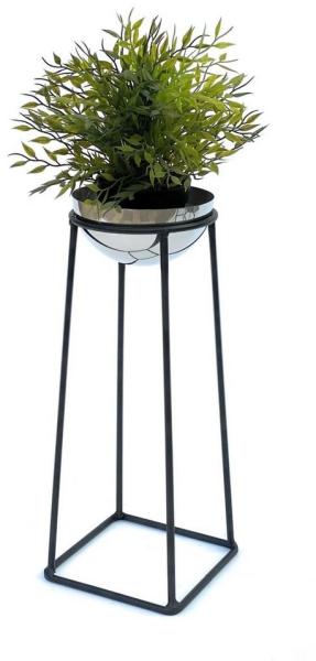 DanDiBo Blumenhocker Metall mit Topf Schwarz Silber 43,5 cm Blumenständer 96078 S Blumensäule Modern Pflanzenständer Pflanzenhocker