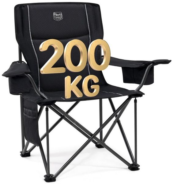 TIMBER RIDGE Campingstuhl Faltbarer Stuhl, 200KG Belastbar,TIMBER RIDGE Übergroßer Bequem (1 St), aus 600D Polyester, mit höhenverstellbaren Armlehnen