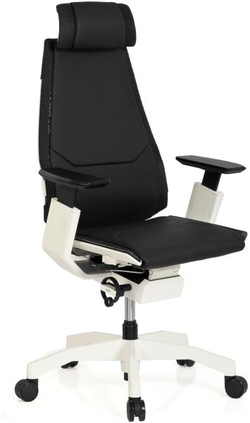 hjh OFFICE High End Bürostuhl GENIDIA PRO WHITE Leder Schwarz