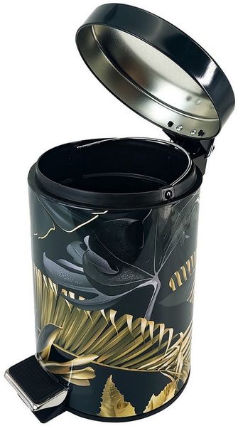 Sanilo Kosmetikeimer Golden Leaves, 3 Liter, Bad Mülleimer mit Absenkautomatik & Innenbehälter