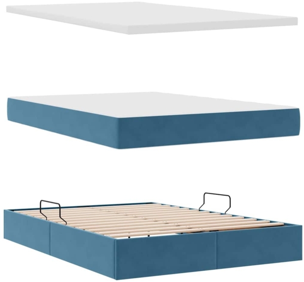 vidaXL Bett mit LED-Lichtleisten Dunkelblau 140 x 200 cm Samt 3371521 Bild 8