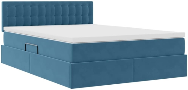 vidaXL Bett mit LED-Lichtleisten Dunkelblau 140 x 200 cm Samt 3371521 Bild 5