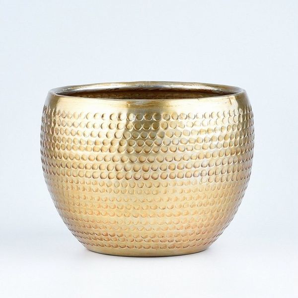 Marrakesch Orient & Mediterran Interior Pflanzkübel Blumengefaess Blumentopf Deko Modern Elis Gold 15cm, Handarbeit