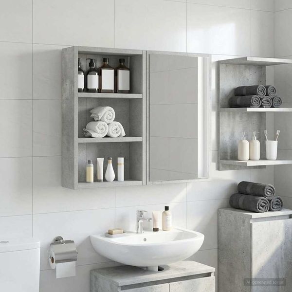 vidaXL Badezimmer-Wandschrank Betongrau 30 x 10 x 50 cm Holzwerkstoff 889314