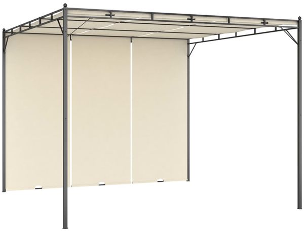 Gartenpavillon, Pavillon mit Seitenvorhang 3x3x2,25 m Creme