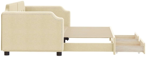 vidaXL Tagesbett Ausziehbar mit Schubladen Creme 90x200 cm Stoff 3197674 Bild 9