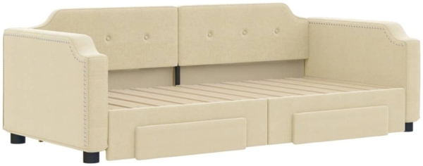 vidaXL Tagesbett Ausziehbar mit Schubladen Creme 90x200 cm Stoff 3197674 Bild 6
