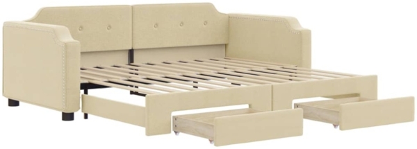 vidaXL Tagesbett Ausziehbar mit Schubladen Creme 90x200 cm Stoff 3197674 Bild 5