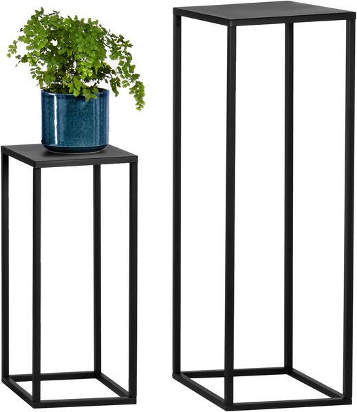 Blumenhocker 2er-Set, Metall-Blumenständer, Blumensäule, aus Metall in schwarz