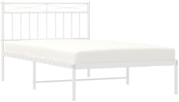 vidaXL Bettgestell mit Kopfteil, Metall, Weiß, 107x203 cm Bild 9