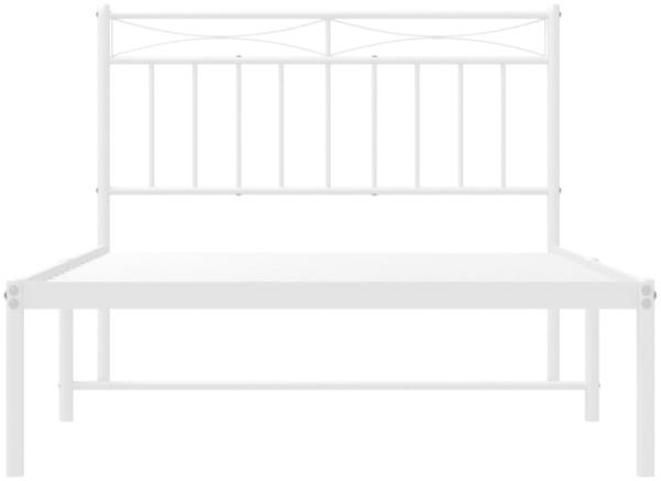 vidaXL Bettgestell mit Kopfteil, Metall, Weiß, 107x203 cm Bild 3