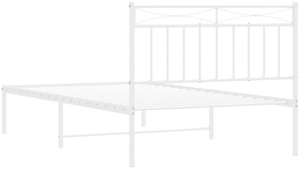 vidaXL Bettgestell mit Kopfteil, Metall, Weiß, 107x203 cm Bild 4