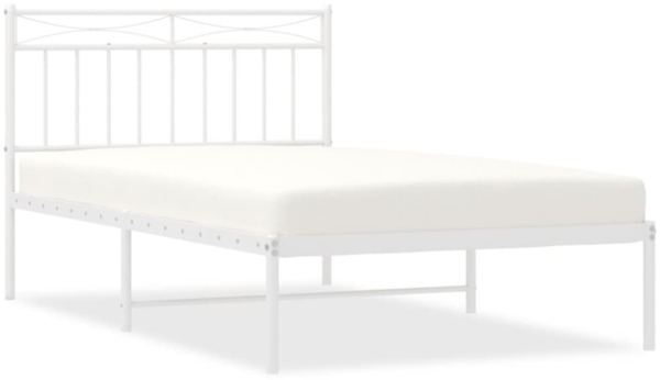 vidaXL Bettgestell mit Kopfteil, Metall, Weiß, 107x203 cm Bild 7