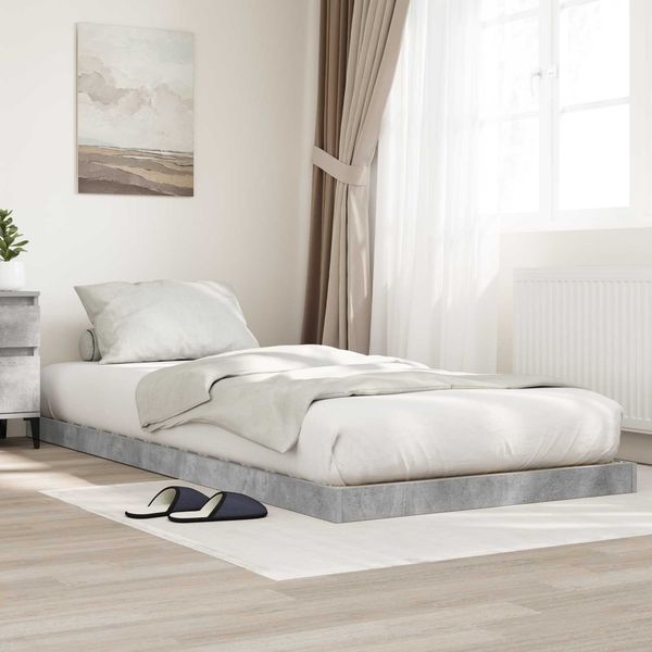 vidaXL Bodenbettrahmen, Holz Beton Grau, 96,5x200 cm