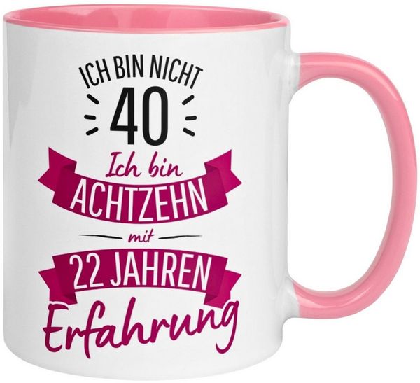 Momentals Tasse 40 Geburtstag Frau – „Nicht 40 – Ich hab Erfahrung“ – Geschenk Frauen, Gratis Versand · Links-&Rechtshänder · Spülmaschinenfest
