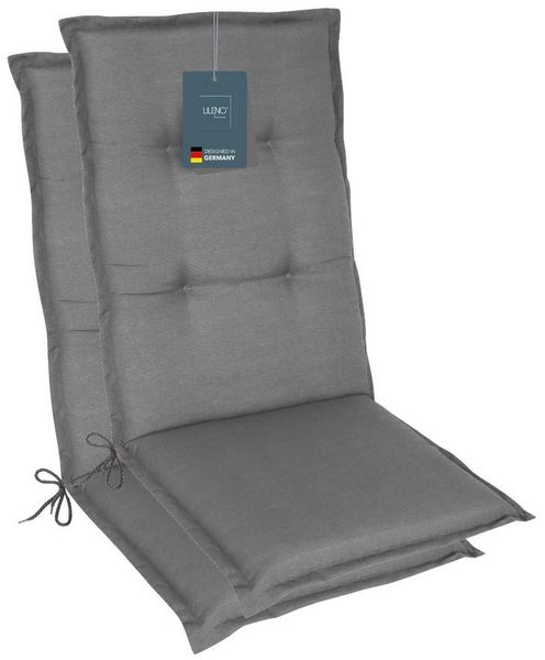 LILENO HOME Hochlehnerauflage Gartenstuhl Auflage, bequeme Sitzauflage für Gartenmöbel, Stuhlkissen, (2 St, 2er Set), Polsterauflage Uni Mittelgrau, Sitzpolster für Klappstühle