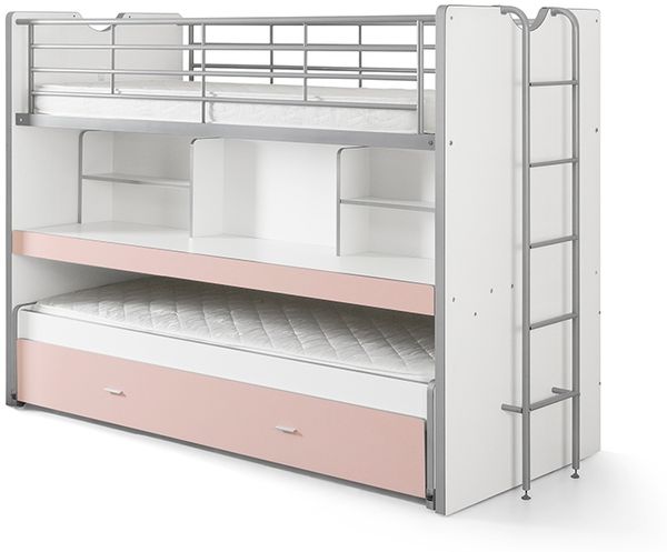 Vipack 'Bonny' Funktionsetagenbett, Holz weiß/rosa, 90 x 200 cm