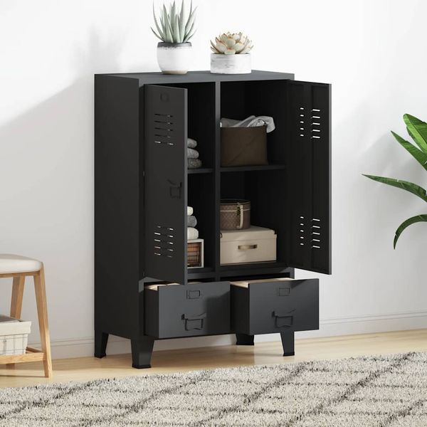 Kleiderschrank | Garderobenschrank Metall Industrie-Stil 67 x 35 x 107 cm Schwarz