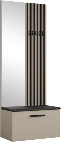 AX LIVING Kleiderschrank mit Spiegel Rosanno II 80,6 cm Kaschmir JS100