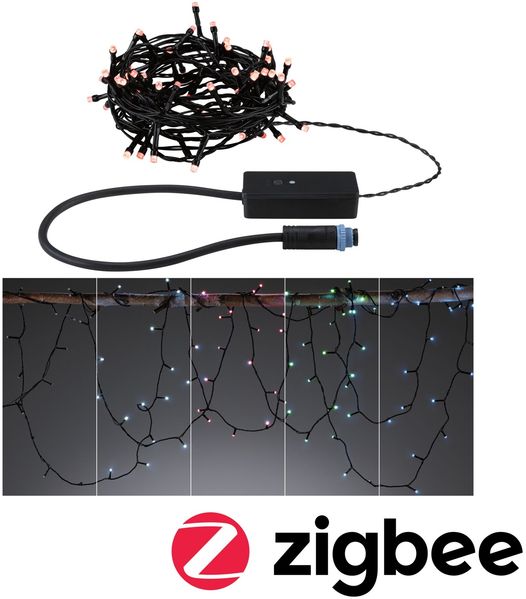 Plug & Shine LED Lichterkette Yuna RGB 5m IP44 3W Schwarz