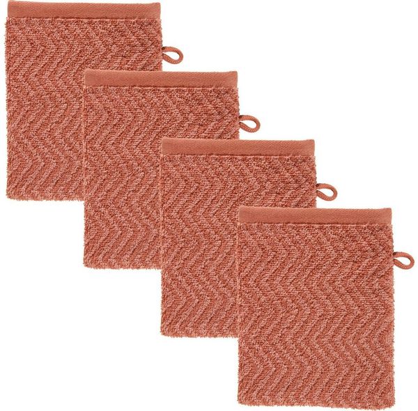 REDBEST Waschhandschuh Waschhandschuh "Palmdale" 4er-Pack, Frottier, Walk-Frottier gemustert