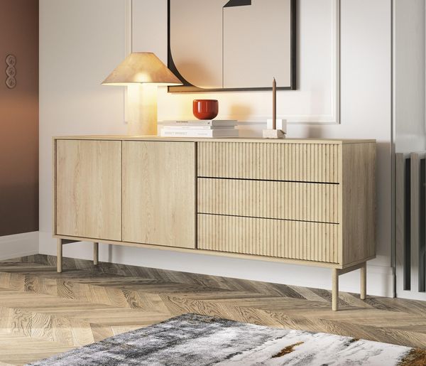 AX LIVING Trentinis 187 2T3S Braun große Kommode 187,1 cm, geriffelte
